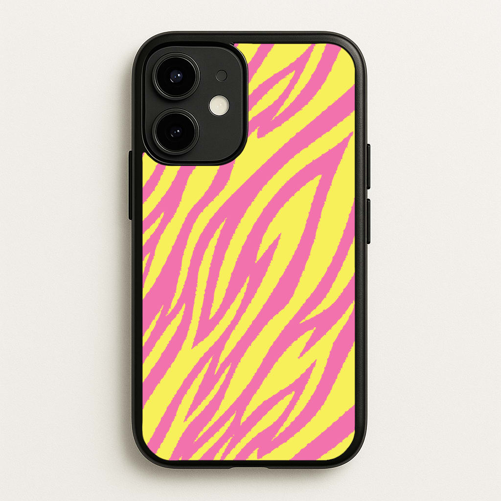 Neon Zebra Print - Animal Patterns Phone Case for iPhone 12 / 12 Pro