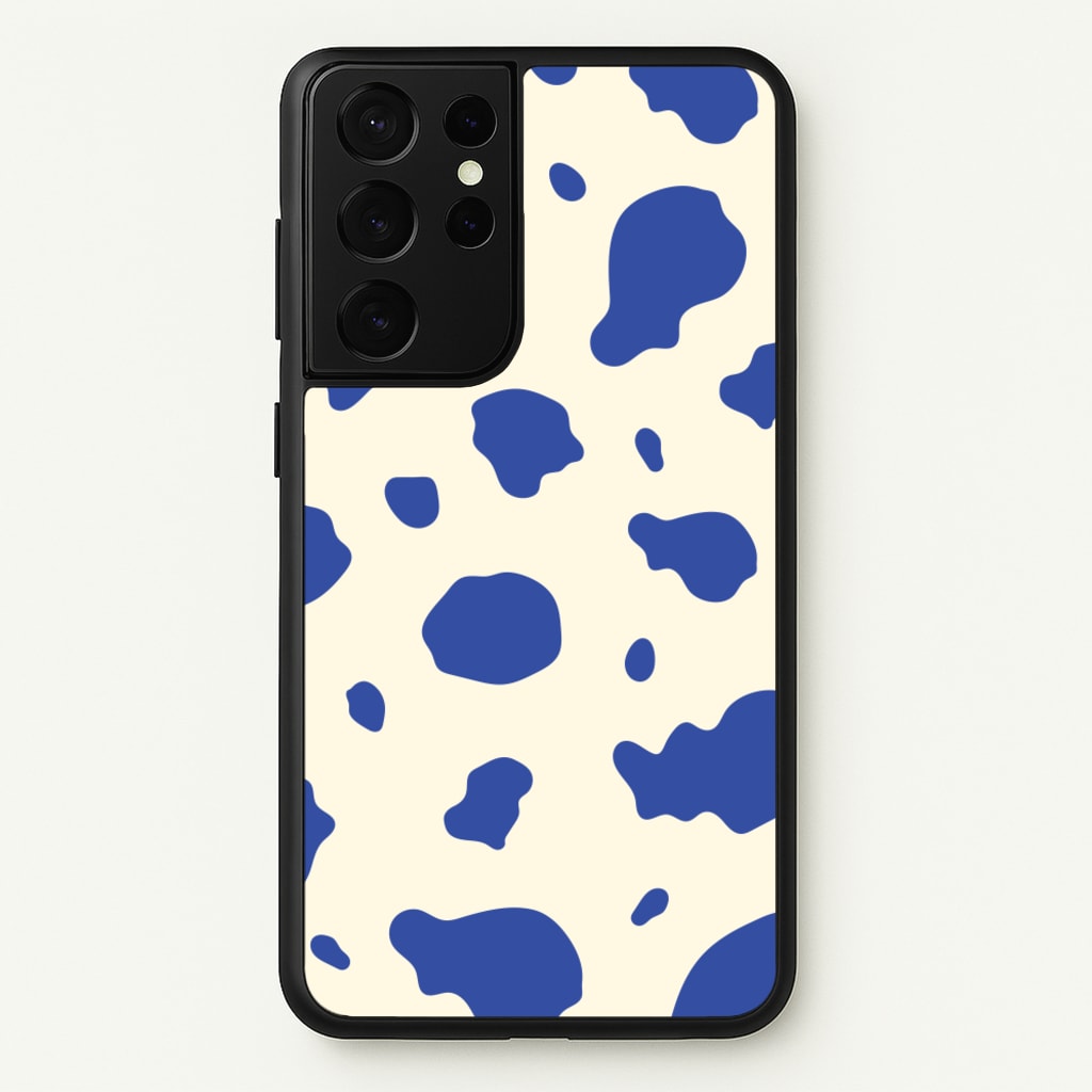 Blue Cow Print - Animal Patterns Phone Case for Galaxy S21 Ultra