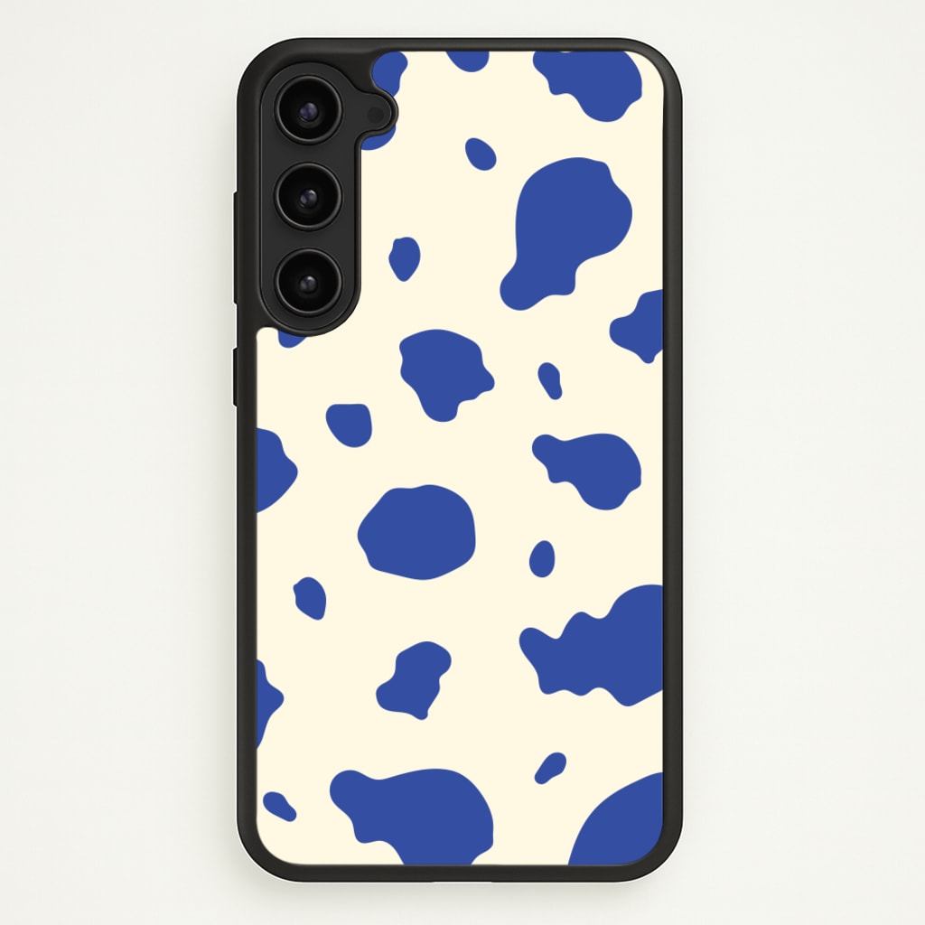 Blue Cow Print - Animal Patterns Phone Case for Galaxy S23 Plus