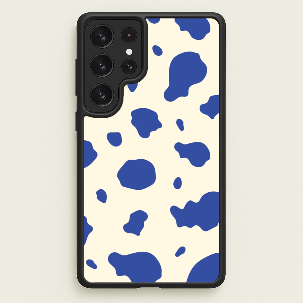 Blue Cow Print - Animal Patterns Phone Case for Galaxy S23 Ultra