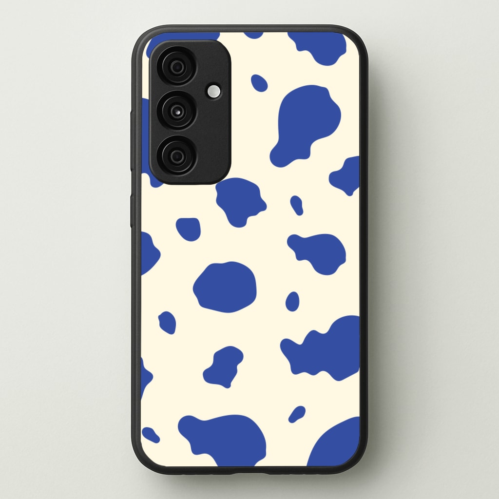 Blue Cow Print - Animal Patterns Phone Case for Galaxy A55