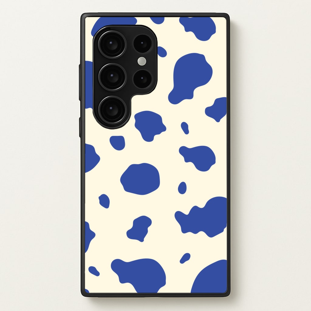 Blue Cow Print - Animal Patterns Phone Case for Galaxy S24 Ultra