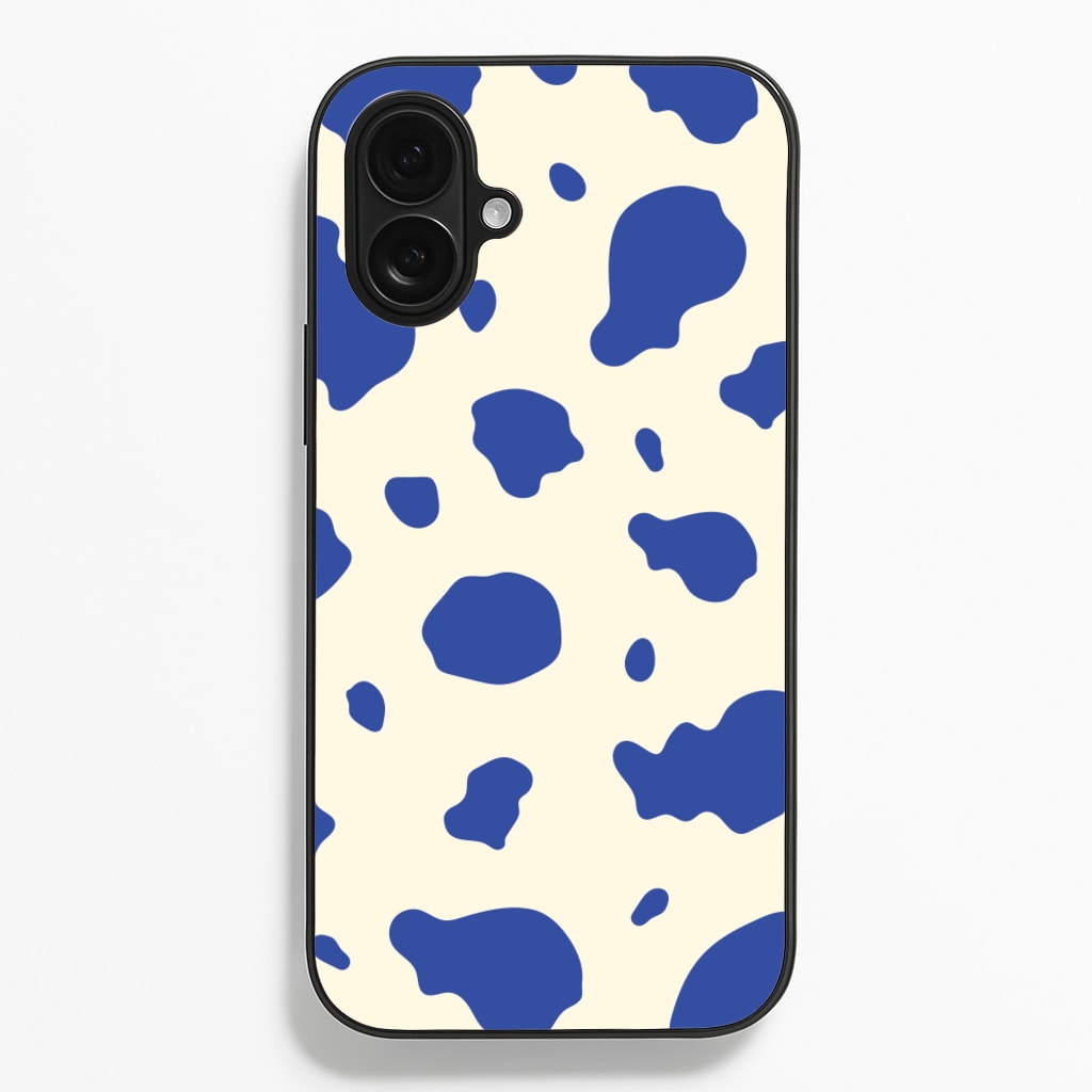 Blue Cow Print - Animal Patterns Phone Case for iPhone 16 Plus