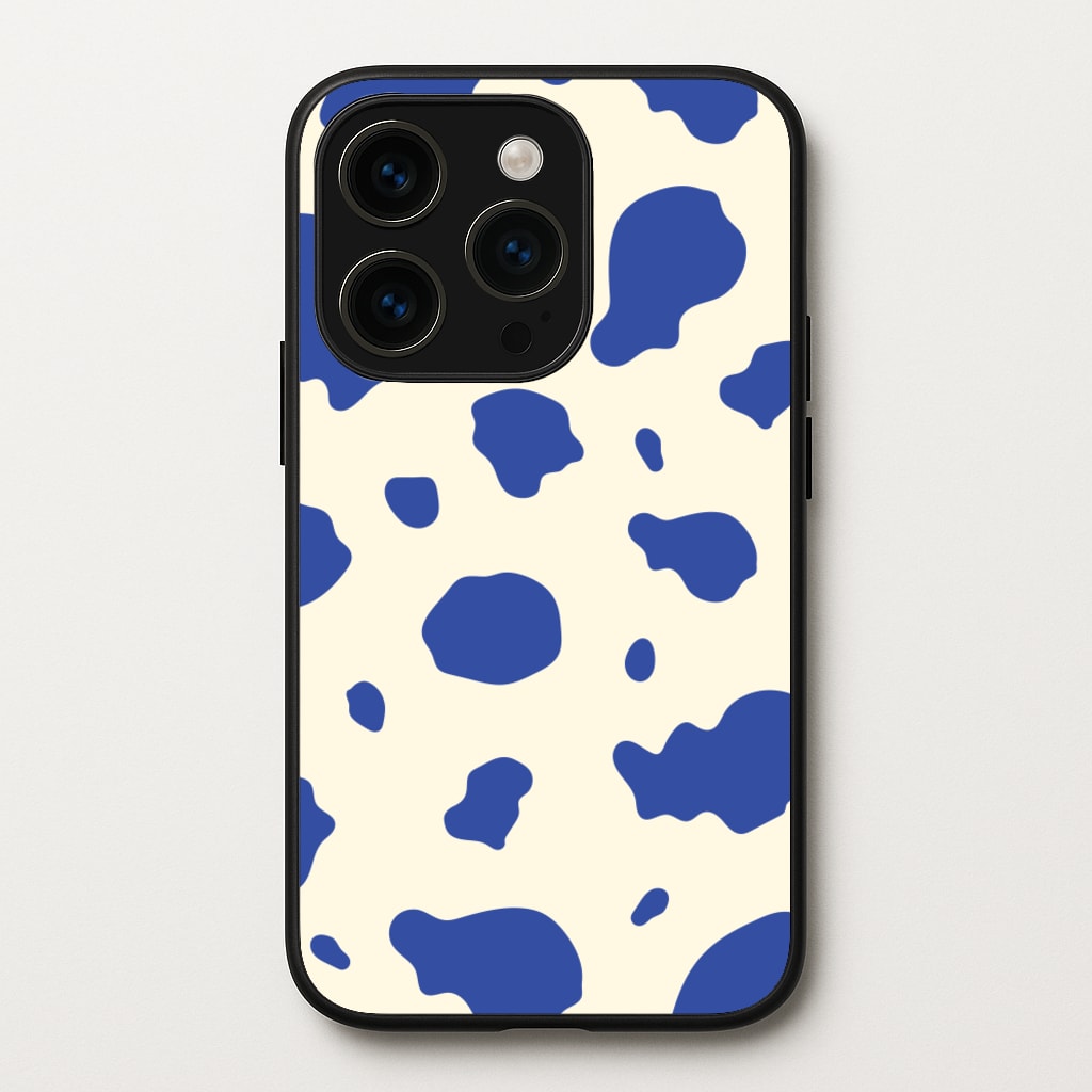 Blue Cow Print - Animal Patterns Phone Case for iPhone 15 Pro Max