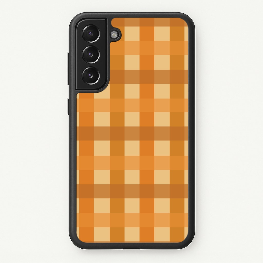 Orange Plaid Pattern- Autumn - Autumn Phone Case for Galaxy S22