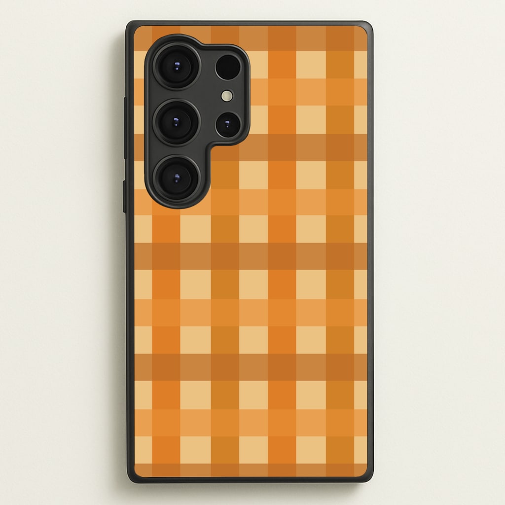 Orange Plaid Pattern- Autumn - Autumn Phone Case for Galaxy S25 Ultra