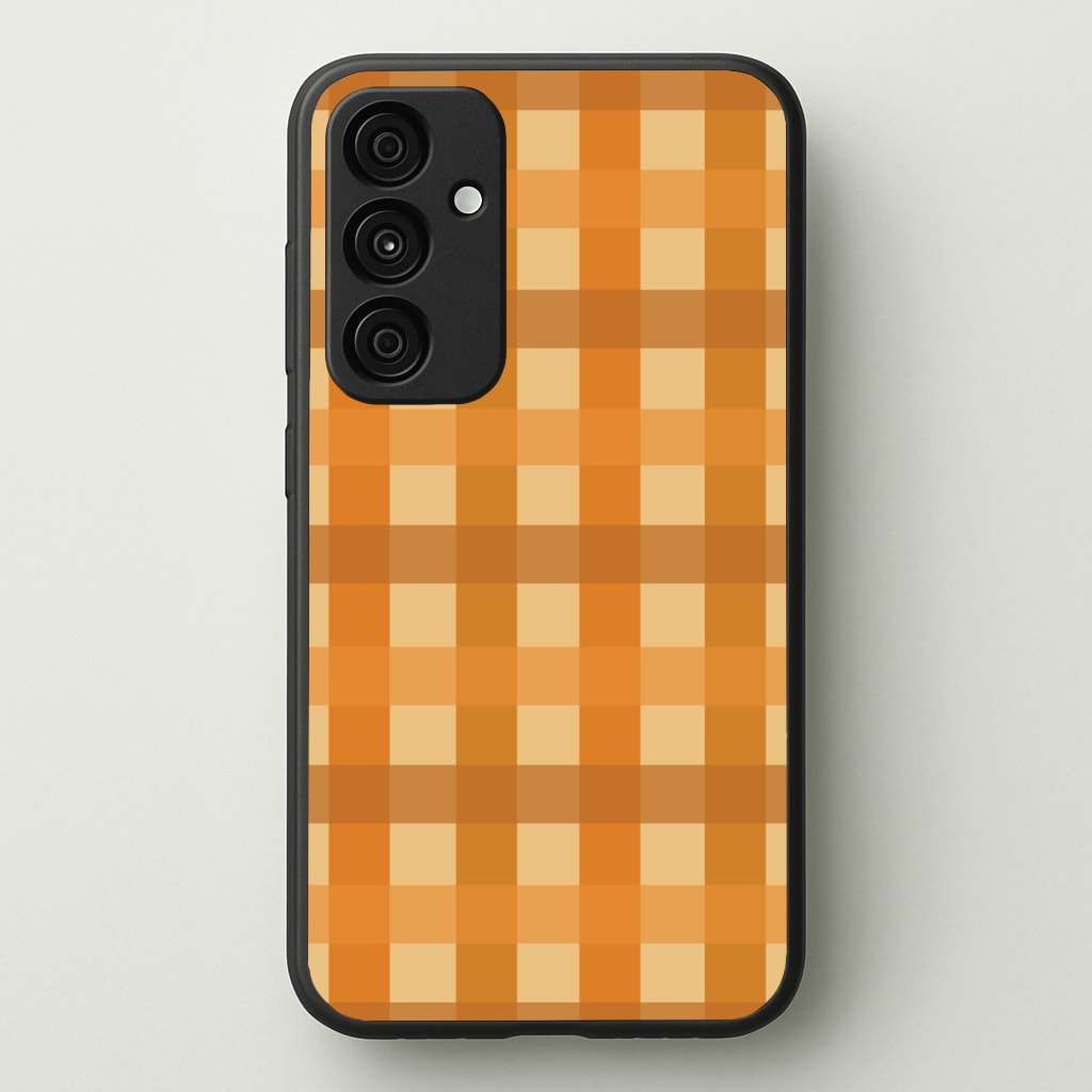 Orange Plaid Pattern- Autumn - Autumn Phone Case for Galaxy A55