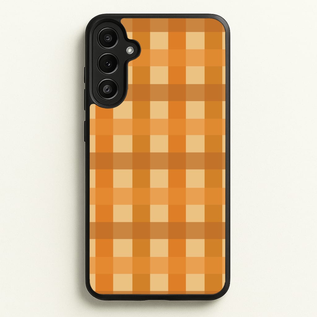 Orange Plaid Pattern- Autumn - Autumn Phone Case for Galaxy A34