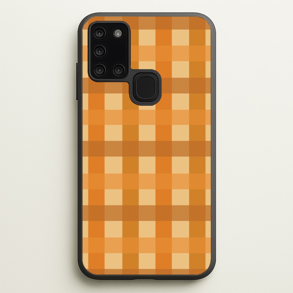 Orange Plaid Pattern- Autumn - Autumn Phone Case for Galaxy A21s