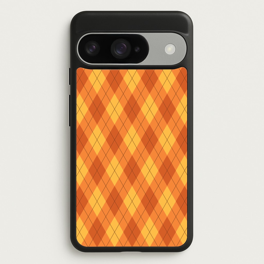 Orange Argyle Pattern Phone Case for Google Pixel 10 / 10 Pro