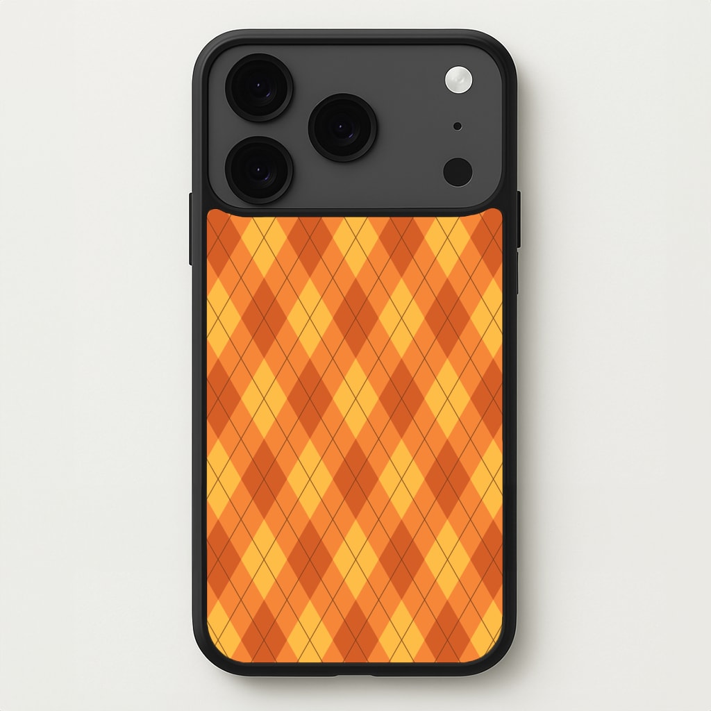 Orange Argyle Pattern Phone Case for iPhone 17 Pro Max