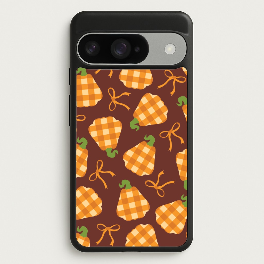 Tartan Pumpkins And Bows Pattern Phone Case for Google Pixel 10 / 10 Pro