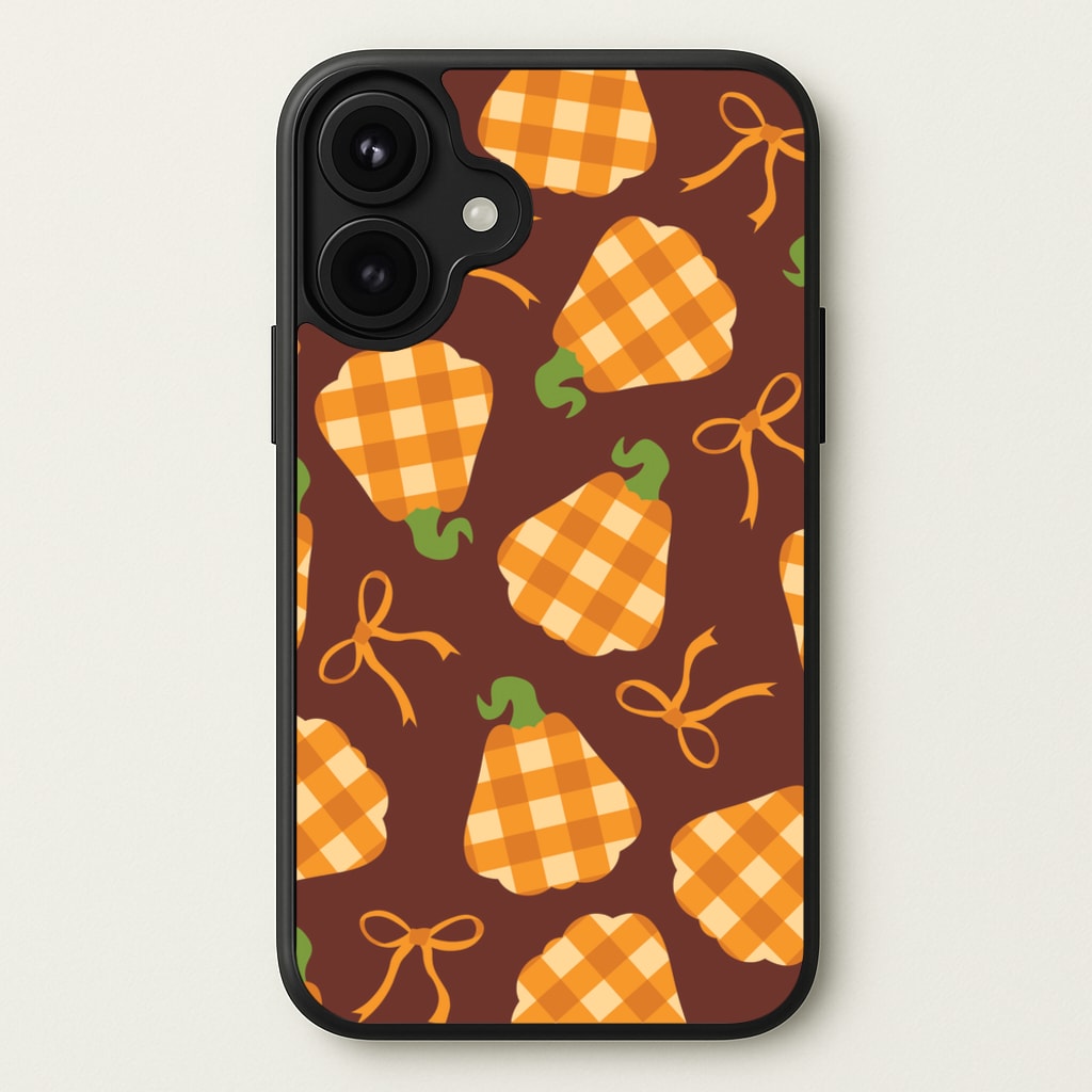 Tartan Pumpkins And Bows Pattern Phone Case for iPhone 17