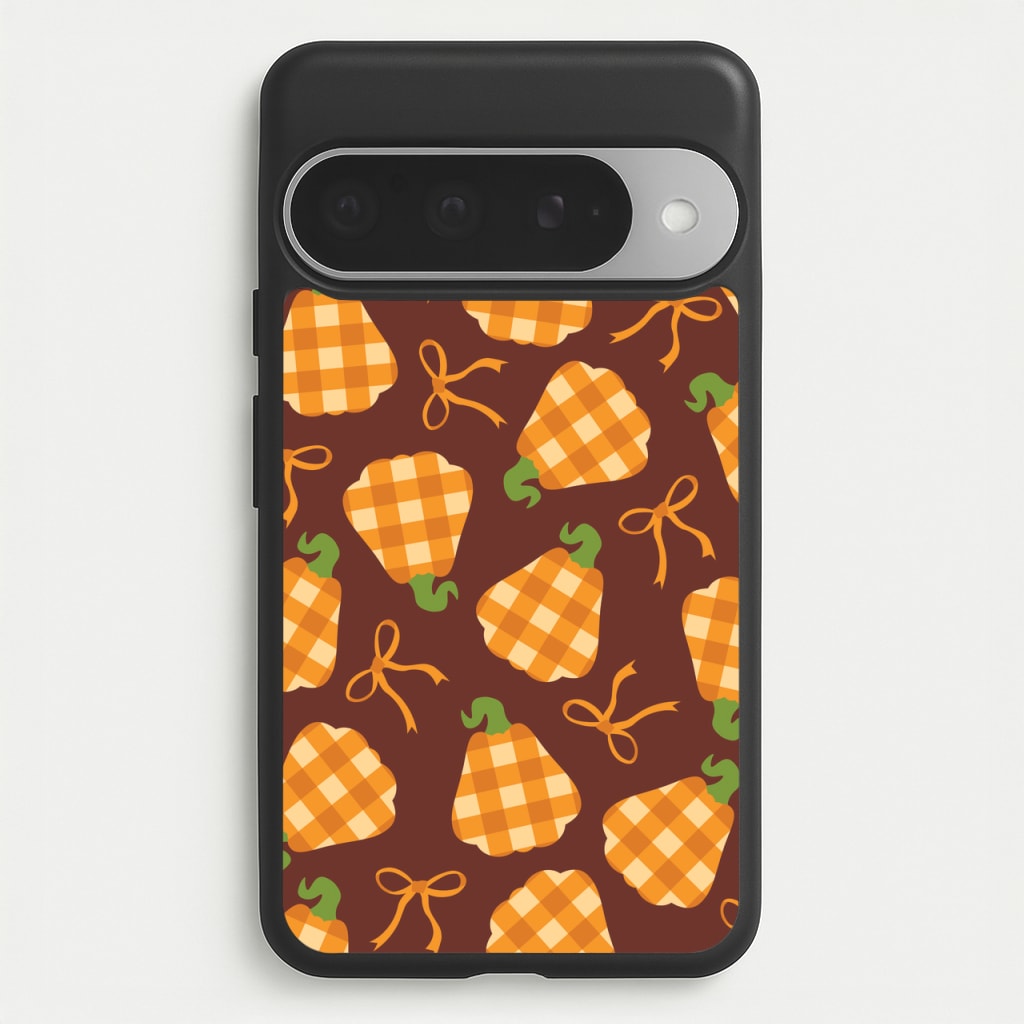 Tartan Pumpkins And Bows Pattern Phone Case for Google Pixel 10 Pro XL