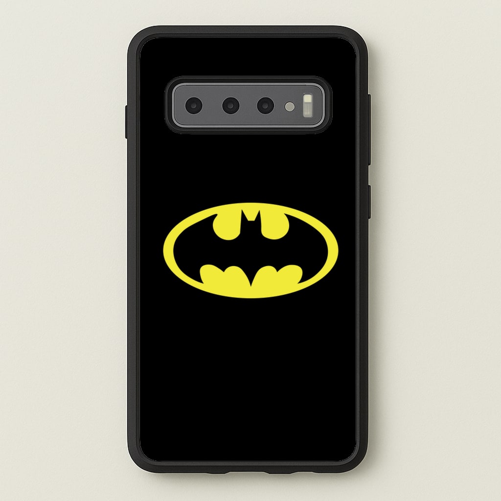 Black Bat Superhero Logo - Batman Phone Case for Galaxy S10 Plus