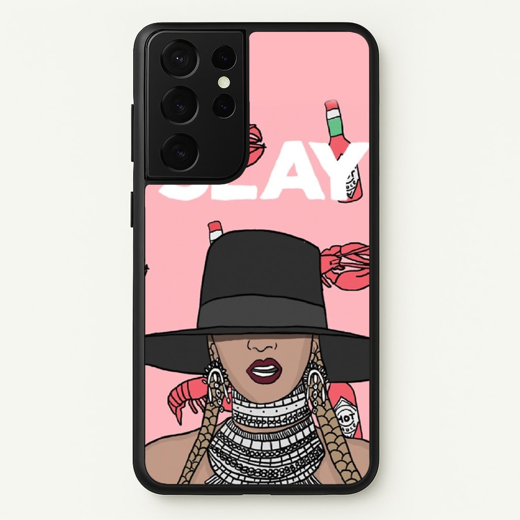 Slay - Queen B Cartoon - Beyonce Phone Case for Galaxy S21 Ultra