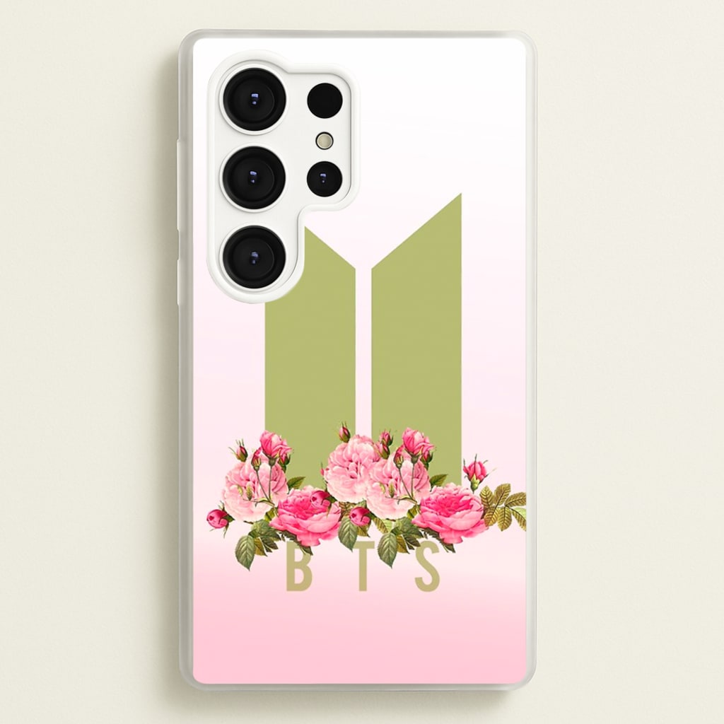 Pink Ombre K-Pop Band Logo - BTS Phone Case for Galaxy S25 Ultra