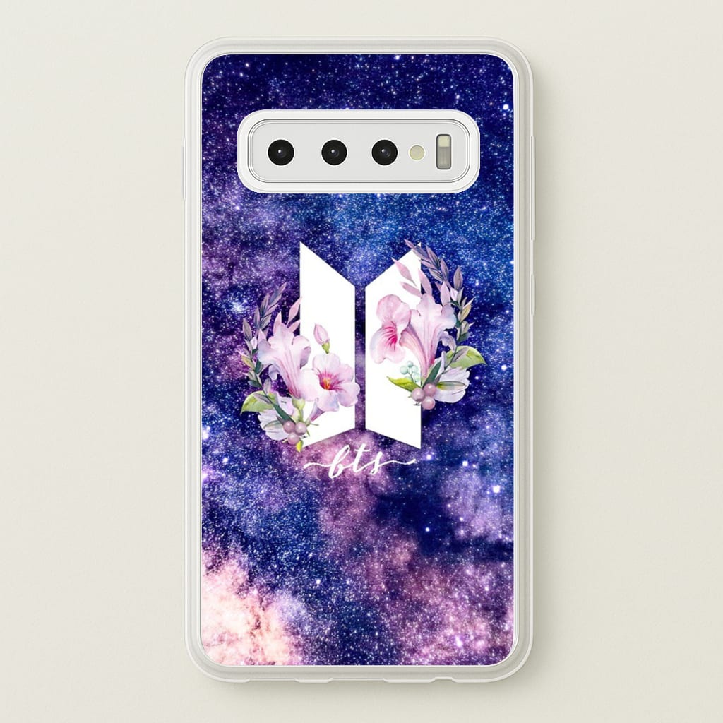 Galaxy Floral K-Pop Band Logo - BTS Phone Case for Galaxy S10