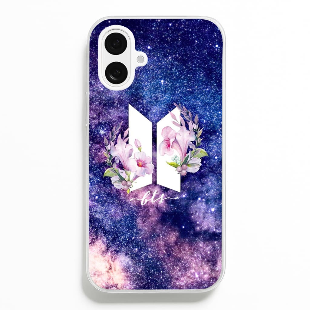 Galaxy Floral K-Pop Band Logo - BTS Phone Case for iPhone 16 Plus