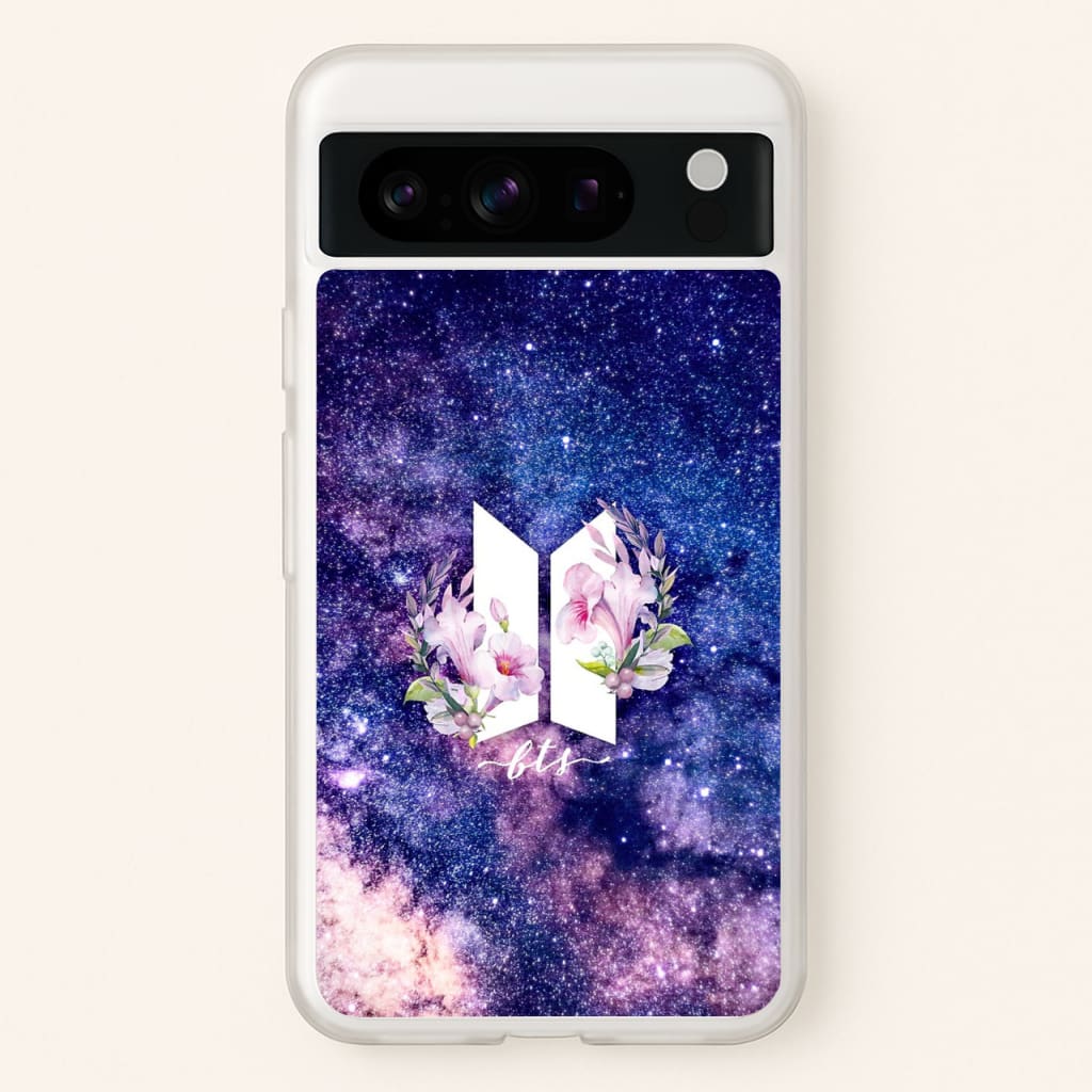 Galaxy Floral K-Pop Band Logo - BTS Phone Case for Google Pixel 8 Pro