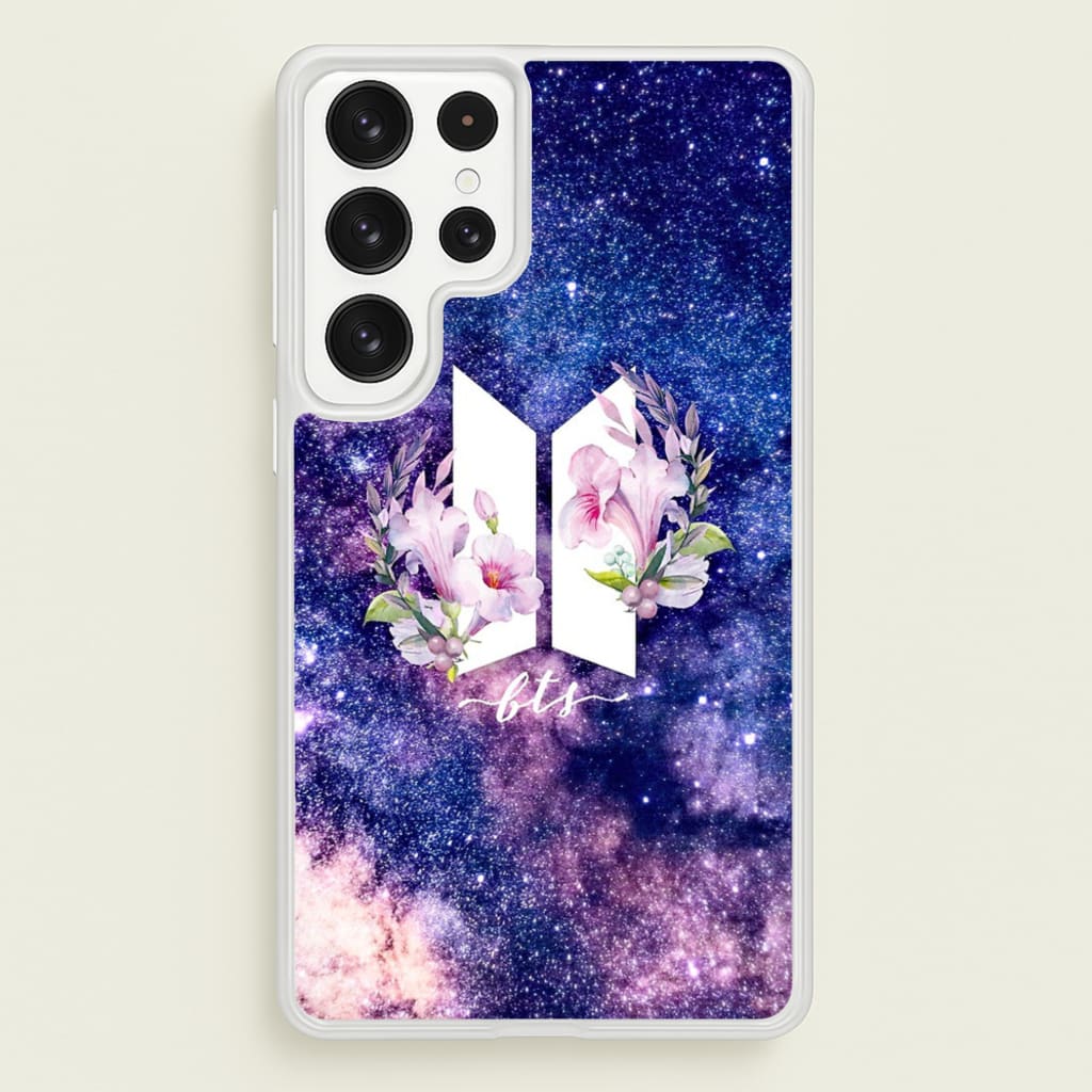 Galaxy Floral K-Pop Band Logo - BTS Phone Case for Galaxy S23 Ultra