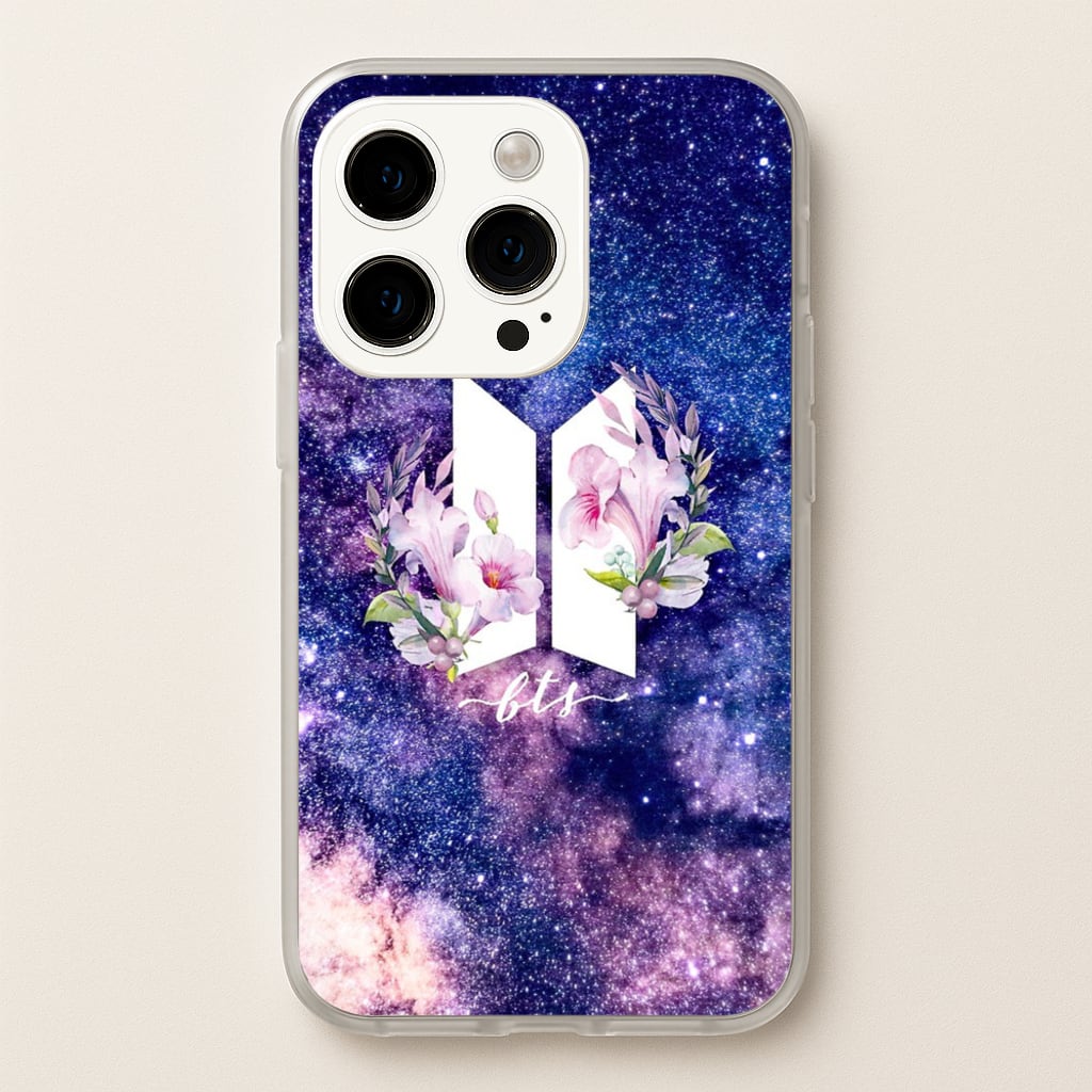 Galaxy Floral K-Pop Band Logo - BTS Phone Case for iPhone 14 Pro