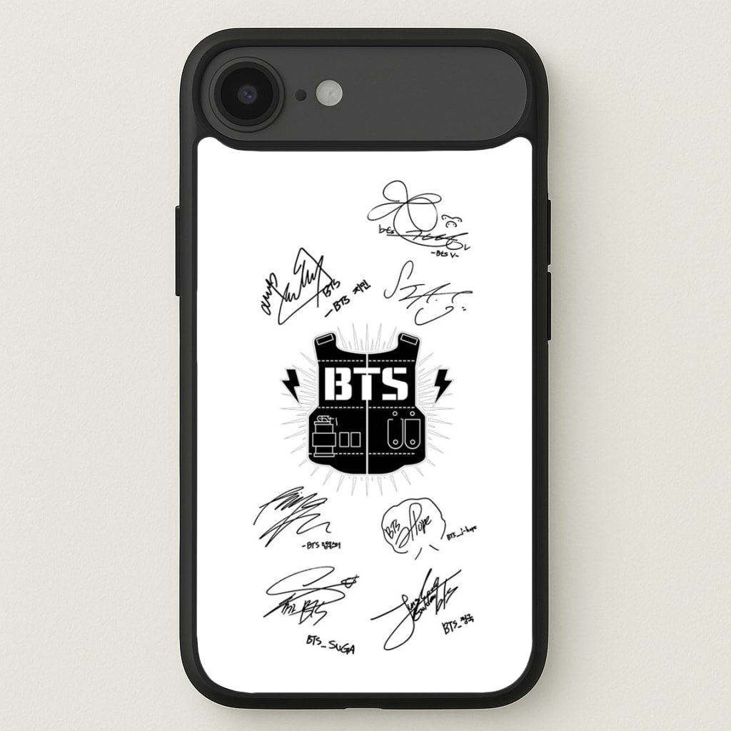 White K-Pop Band Army Logo and Signatures Phone Case for iPhone 17 Air