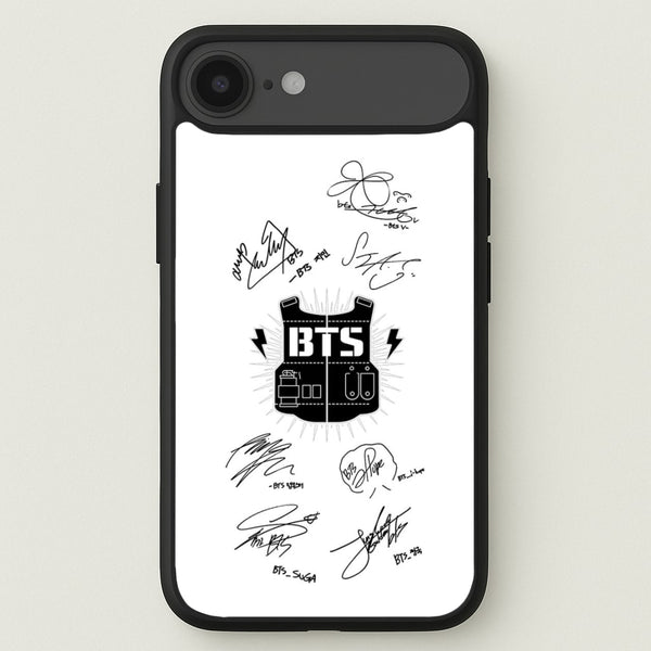 White K-Pop Band Army Logo and Signatures Phone Case for iPhone 17 Air