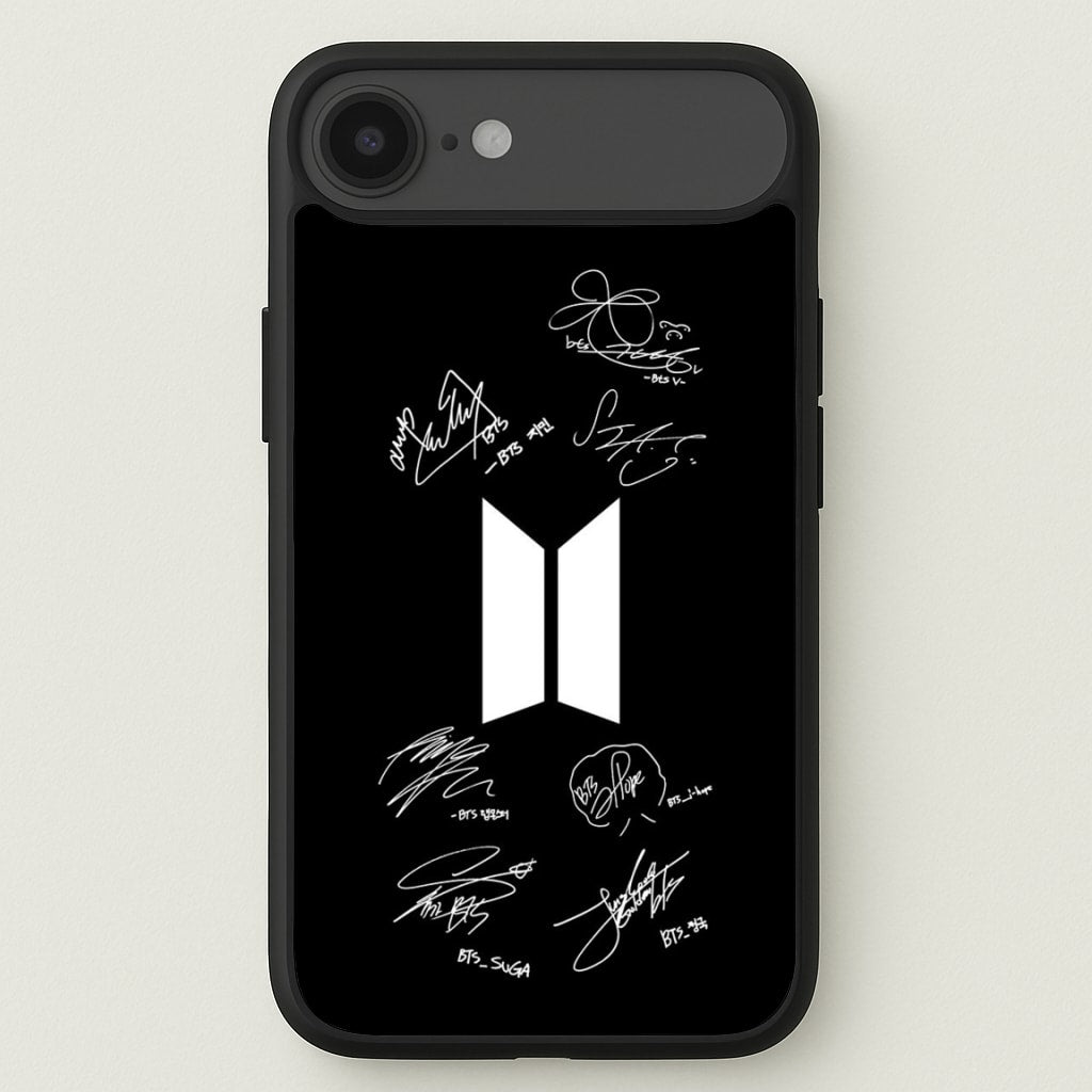 Black K-Pop Band Logo and Signatures Phone Case for iPhone 17 Air