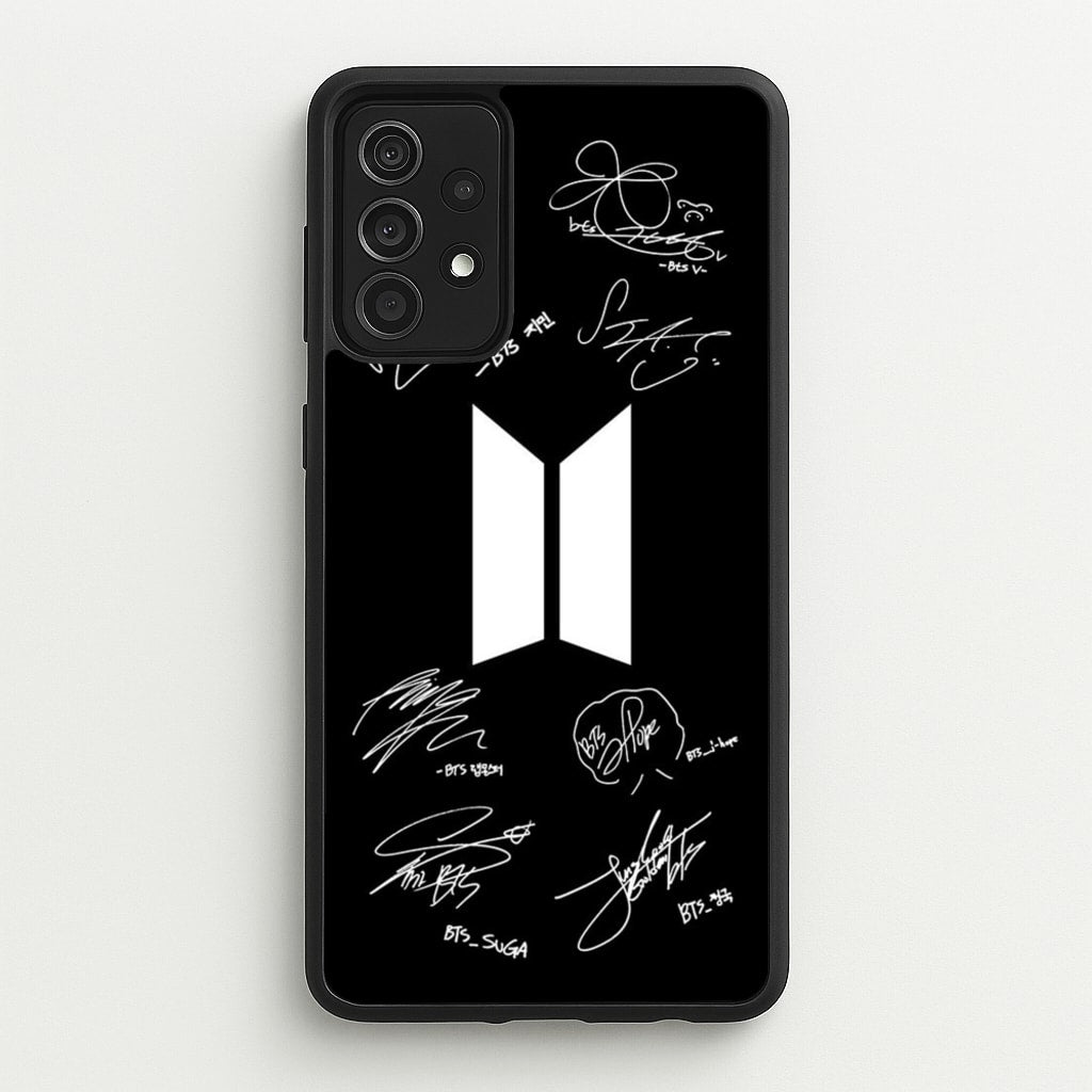 Black K-Pop Band Logo and Signatures - BTS Phone Case for Galaxy A52 / A52s