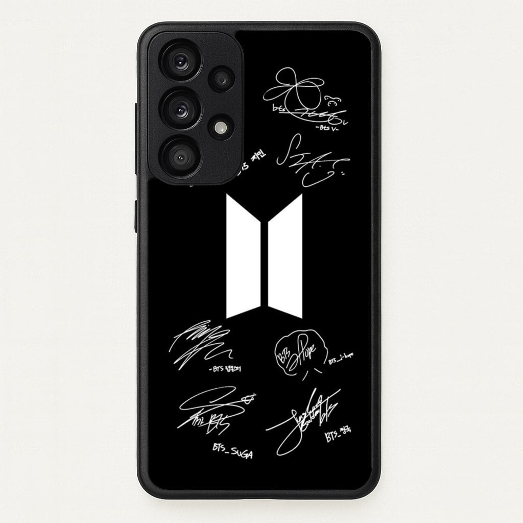 Black K-Pop Band Logo and Signatures - BTS Phone Case for Galaxy A33