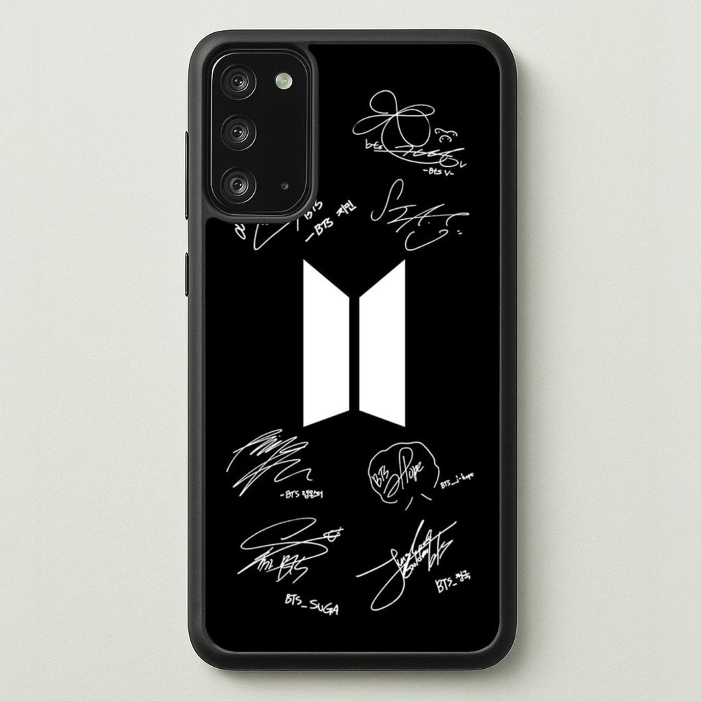 Black K-Pop Band Logo and Signatures - BTS Phone Case for Galaxy Note 20