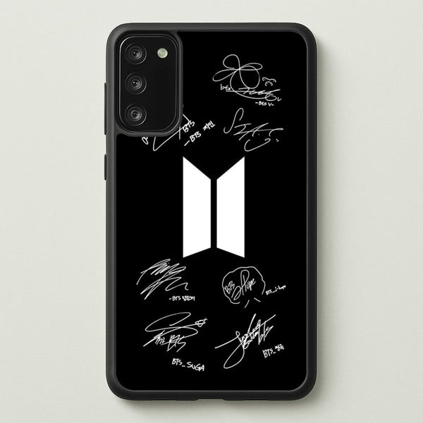 Black K-Pop Band Logo and Signatures - BTS Phone Case for Galaxy A41