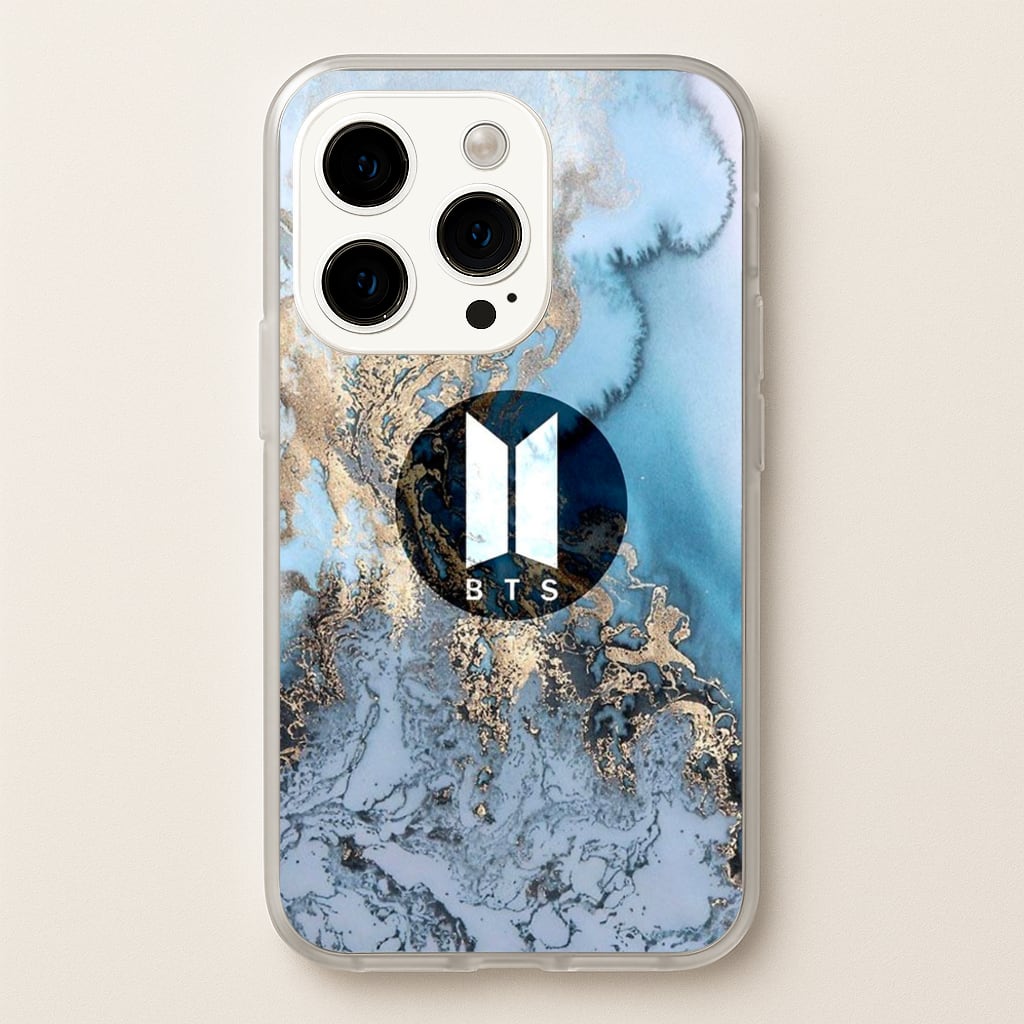 K-Pop Band Logo Marble - BTS Phone Case for iPhone 15 Pro Max