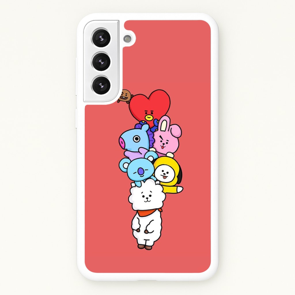 Red BT21 - RJ, Mang, Koya, Chimmy, Cooky, Shooky, Tata - K Pop - Phone Case for Galaxy S22 Plus
