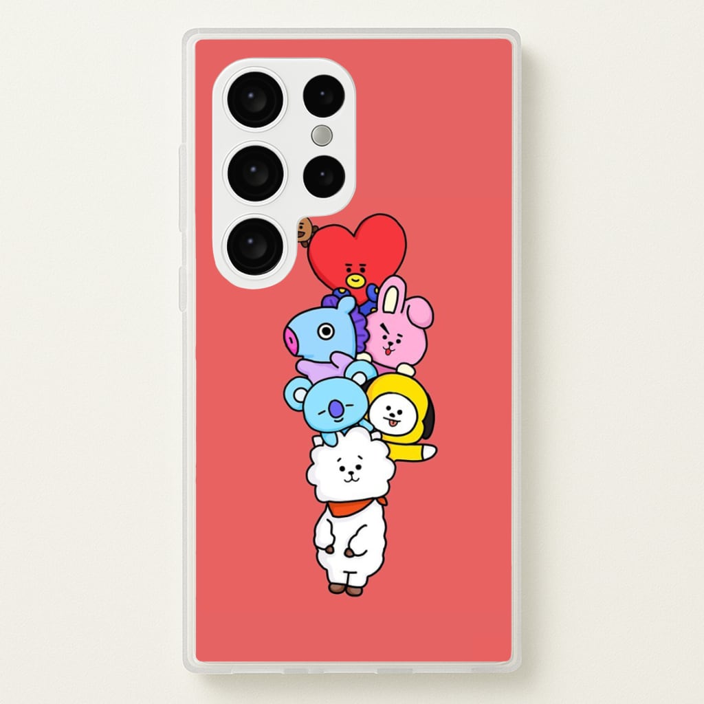 Red BT21 - RJ, Mang, Koya, Chimmy, Cooky, Shooky, Tata - K Pop - Phone Case for Galaxy S24 Ultra