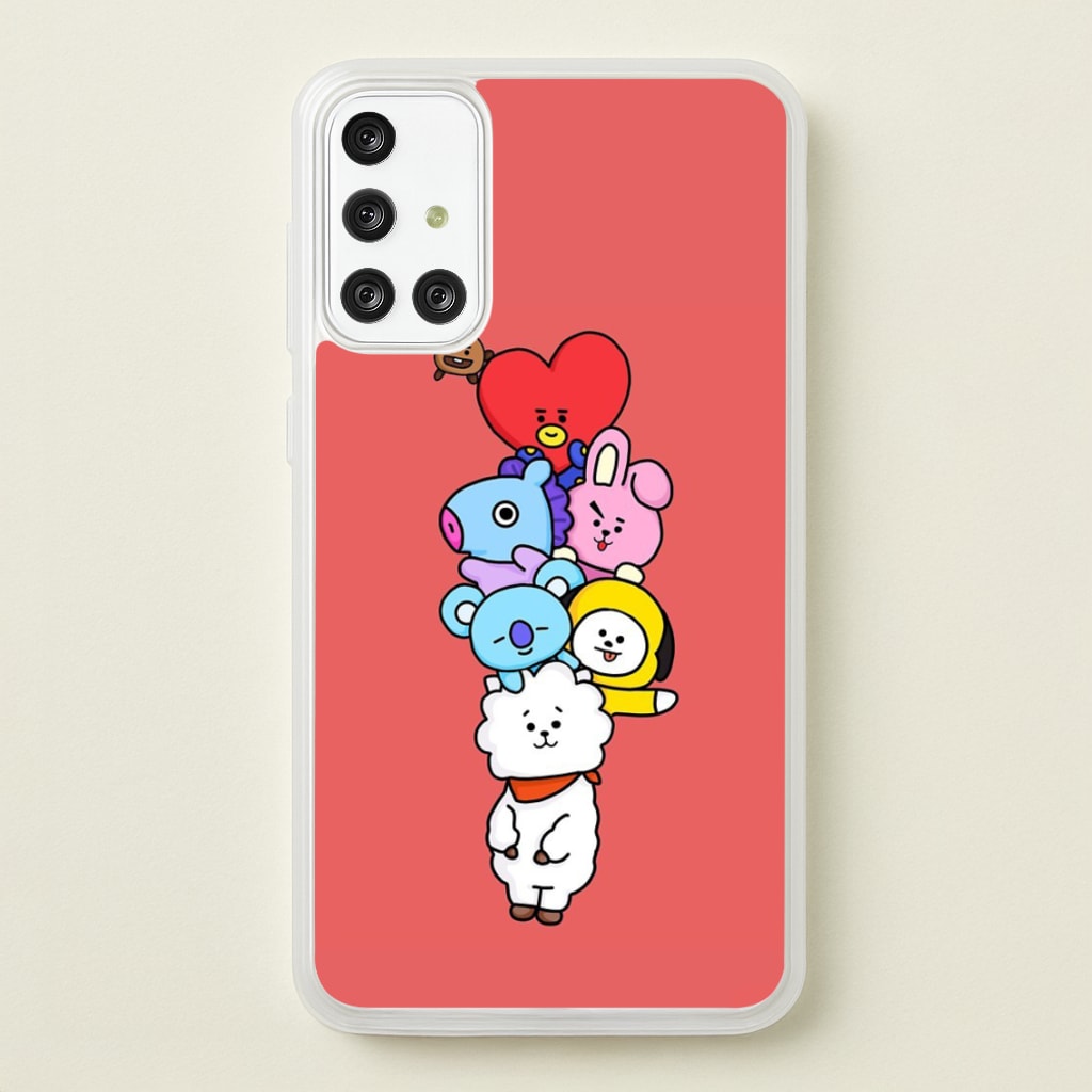 Red BT21 - RJ, Mang, Koya, Chimmy, Cooky, Shooky, Tata - K Pop - Phone Case for Galaxy A71