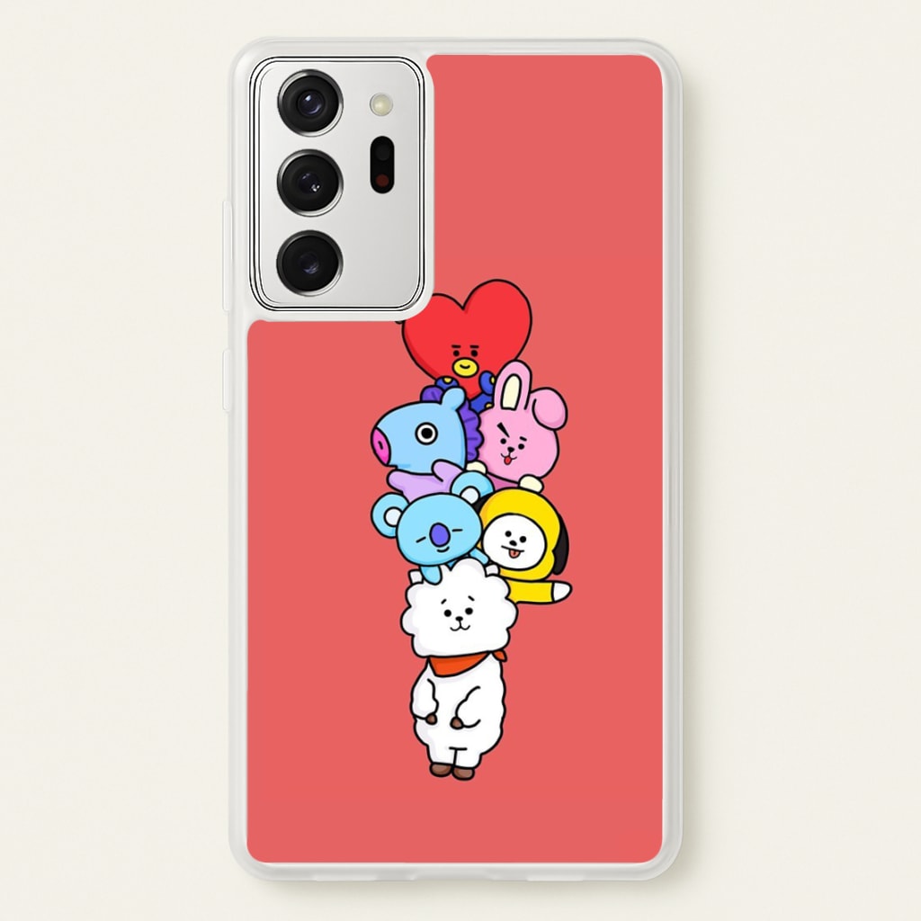 Red BT21 - RJ, Mang, Koya, Chimmy, Cooky, Shooky, Tata - K Pop - Phone Case for Galaxy Note 20 Ultra