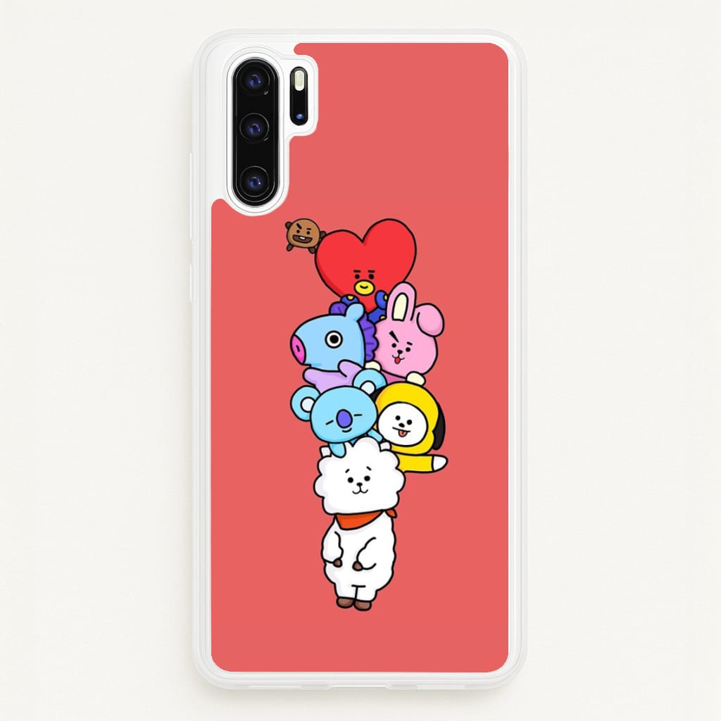 Red BT21 - RJ, Mang, Koya, Chimmy, Cooky, Shooky, Tata - K Pop - Phone Case for Huawei P30 Pro