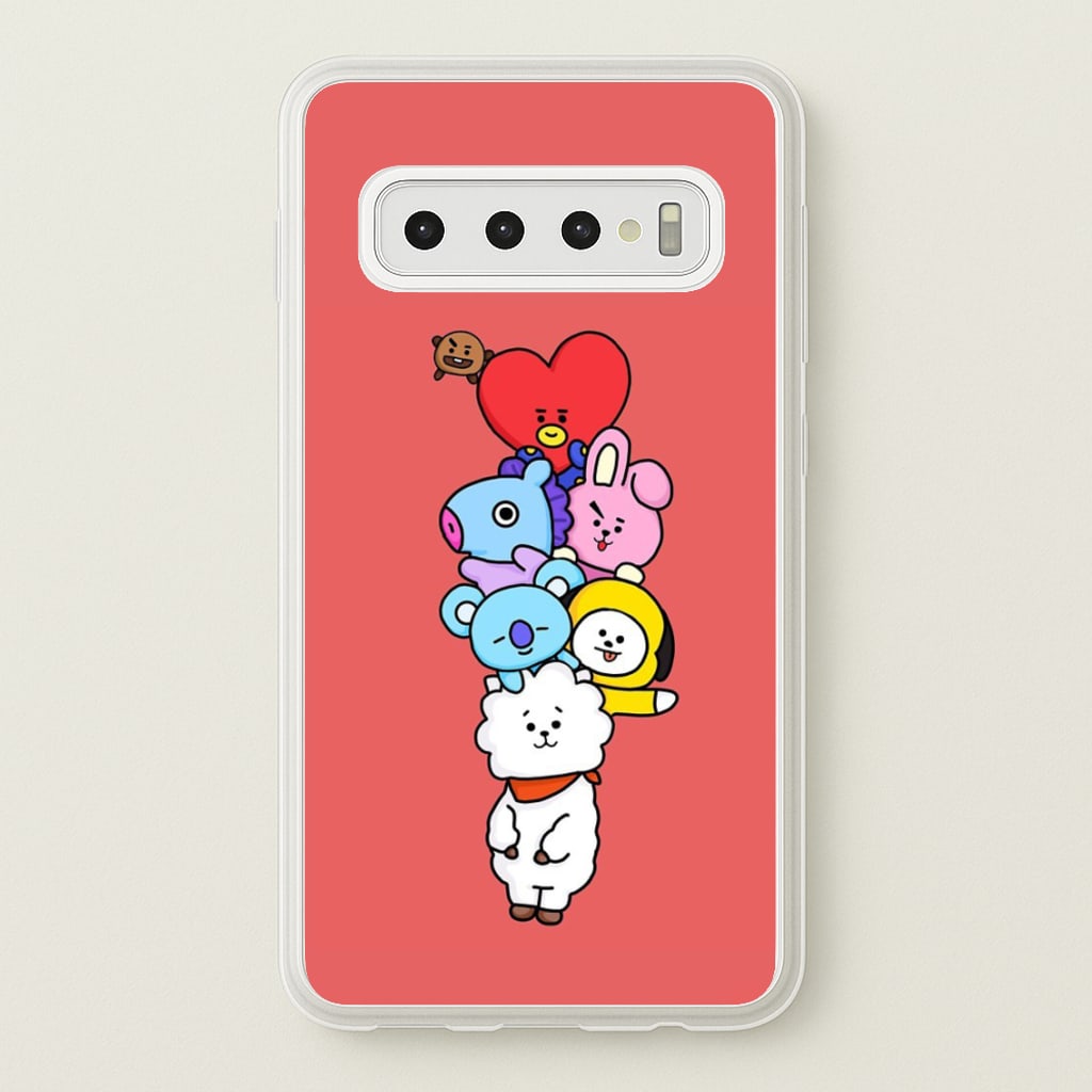 Red BT21 - RJ, Mang, Koya, Chimmy, Cooky, Shooky, Tata - K Pop - Phone Case for Galaxy S10