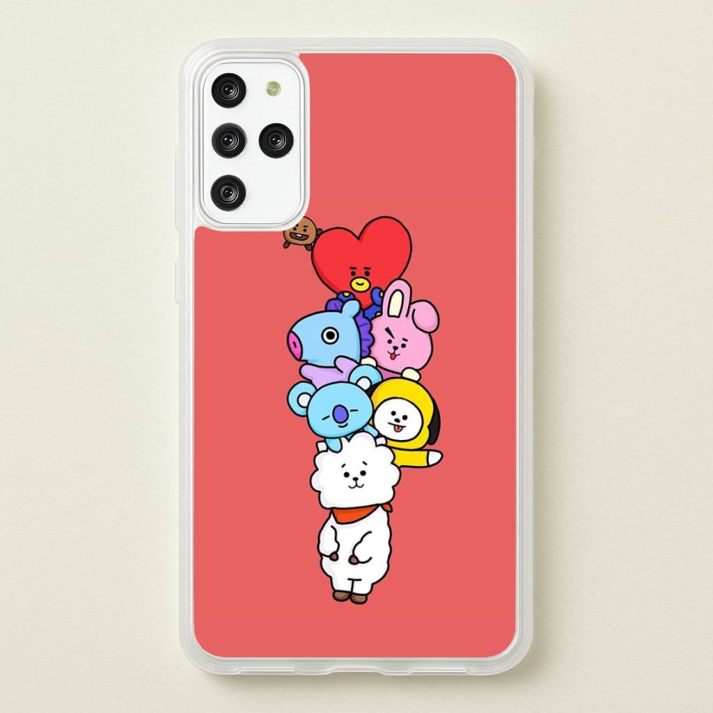 Red BT21 - RJ, Mang, Koya, Chimmy, Cooky, Shooky, Tata - K Pop - Phone Case for Galaxy S20 Plus