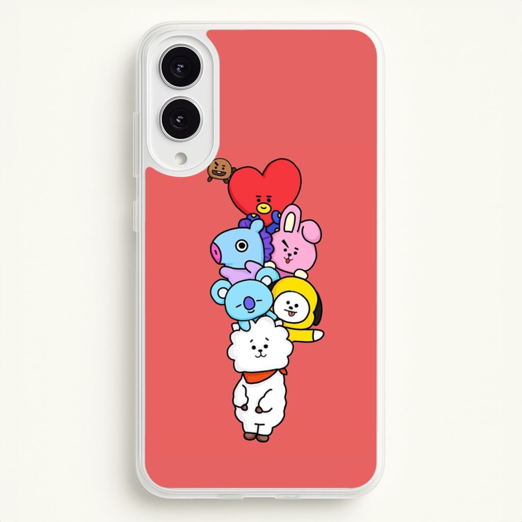 Red BT21 - RJ, Mang, Koya, Chimmy, Cooky, Shooky, Tata - K Pop - Phone Case for Galaxy S25 Edge