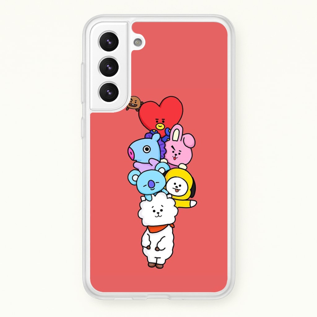 Red BT21 - RJ, Mang, Koya, Chimmy, Cooky, Shooky, Tata - K Pop - Phone Case for Galaxy S21FE