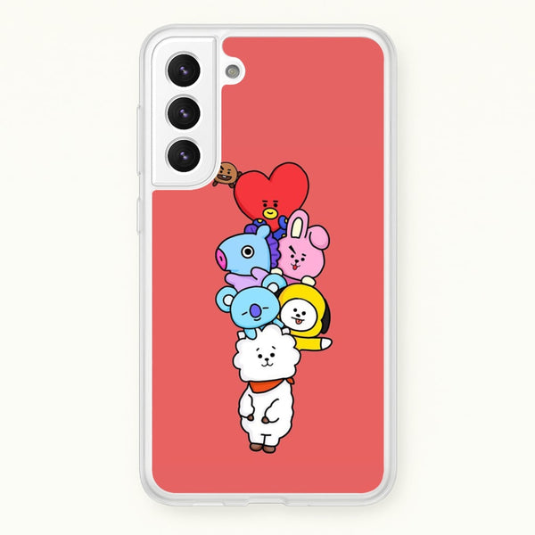 Red BT21 - RJ, Mang, Koya, Chimmy, Cooky, Shooky, Tata - K Pop - Phone Case for Galaxy S21FE