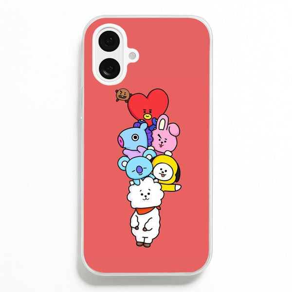 Red BT21 - RJ, Mang, Koya, Chimmy, Cooky, Shooky, Tata - K Pop Phone Case