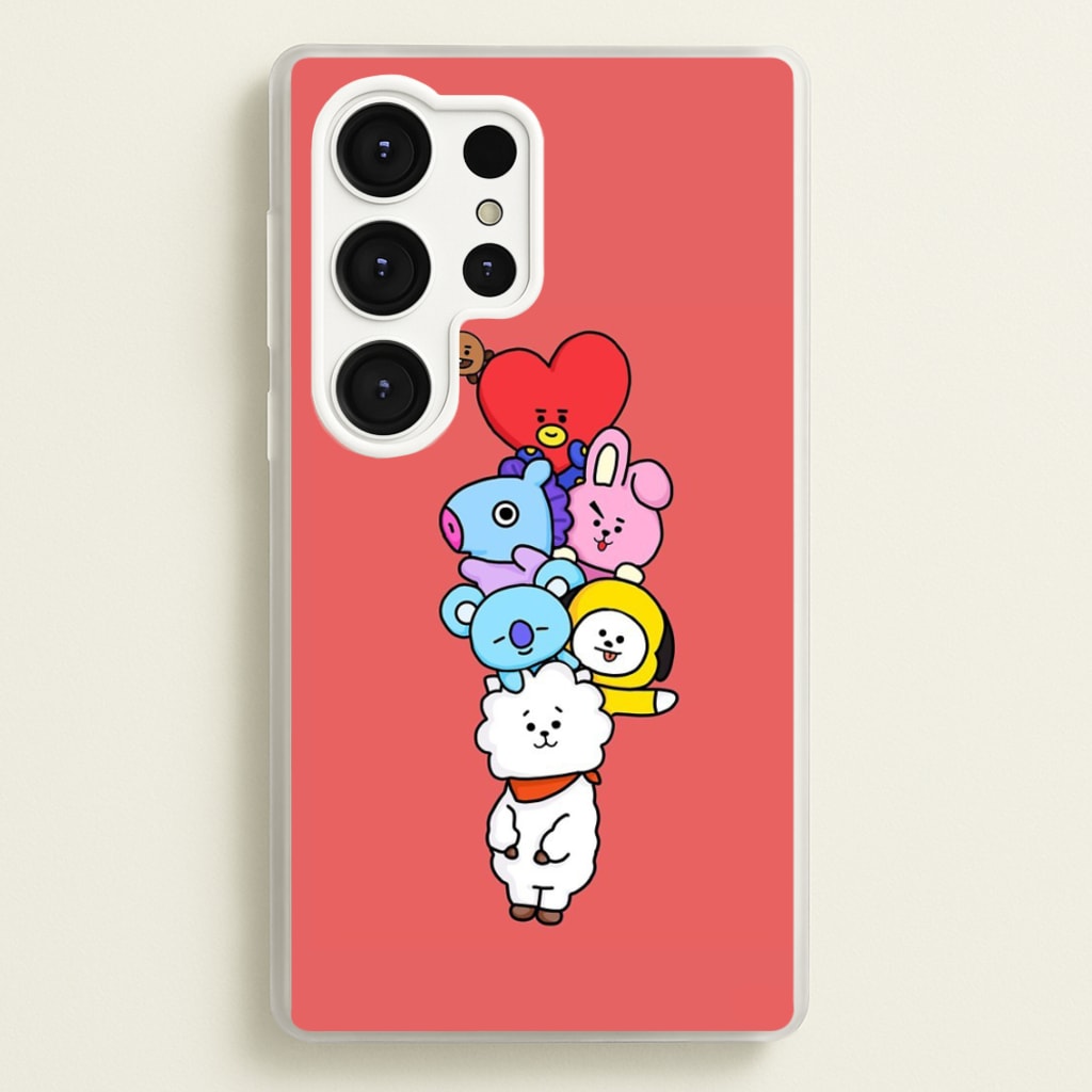Red BT21 - RJ, Mang, Koya, Chimmy, Cooky, Shooky, Tata - K Pop - Phone Case for Galaxy S25 Ultra