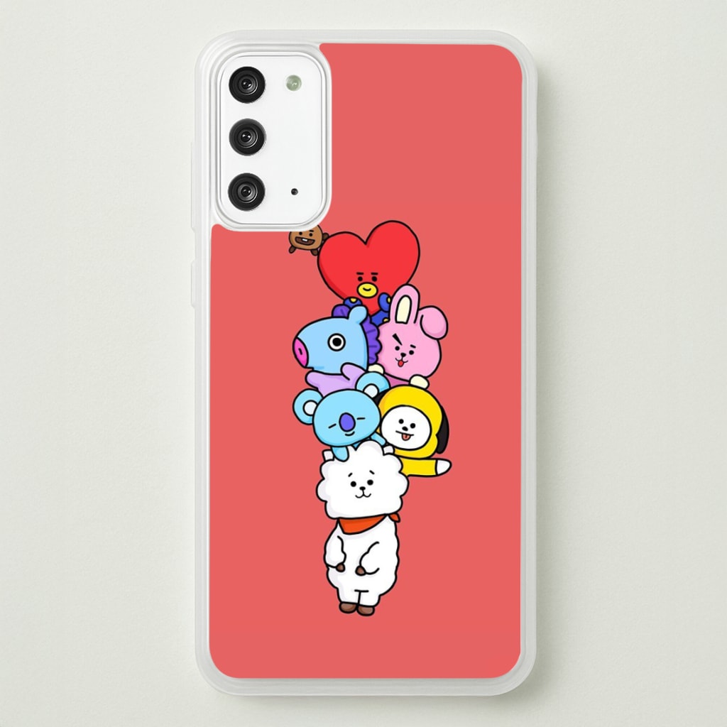 Red BT21 - RJ, Mang, Koya, Chimmy, Cooky, Shooky, Tata - K Pop - Phone Case for Galaxy Note 20