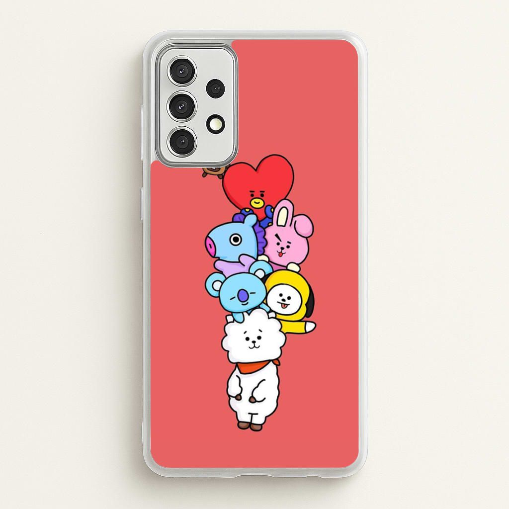 Red BT21 - RJ, Mang, Koya, Chimmy, Cooky, Shooky, Tata - K Pop - Phone Case for Galaxy A52 / A52s
