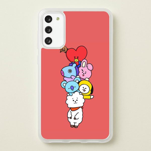 Red BT21 - RJ, Mang, Koya, Chimmy, Cooky, Shooky, Tata - K Pop - Phone Case for Galaxy S20FE