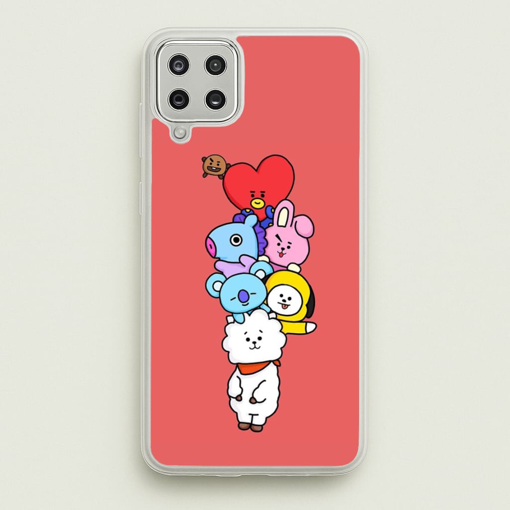 Red BT21 - RJ, Mang, Koya, Chimmy, Cooky, Shooky, Tata - K Pop - Phone Case for Galaxy A12
